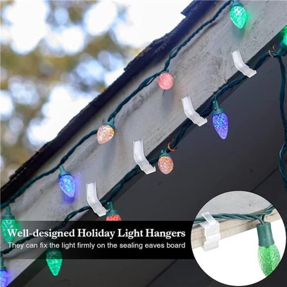 50 Pieces Christmas Holiday Light Hanger Hooks 1" Fascia Boards Clip - Picture 3 of 7
